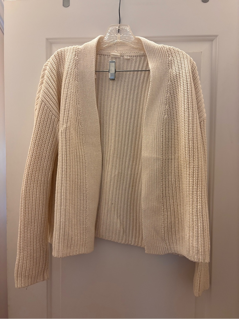 Gap Cream Open-Front Chunky Knit Cardigan. Cotton